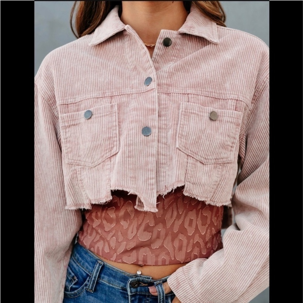 Hot Pink POL Vintage Barbie Pink Corduroy Jacket with Raw Hem Size Small - Picture 3 of 16